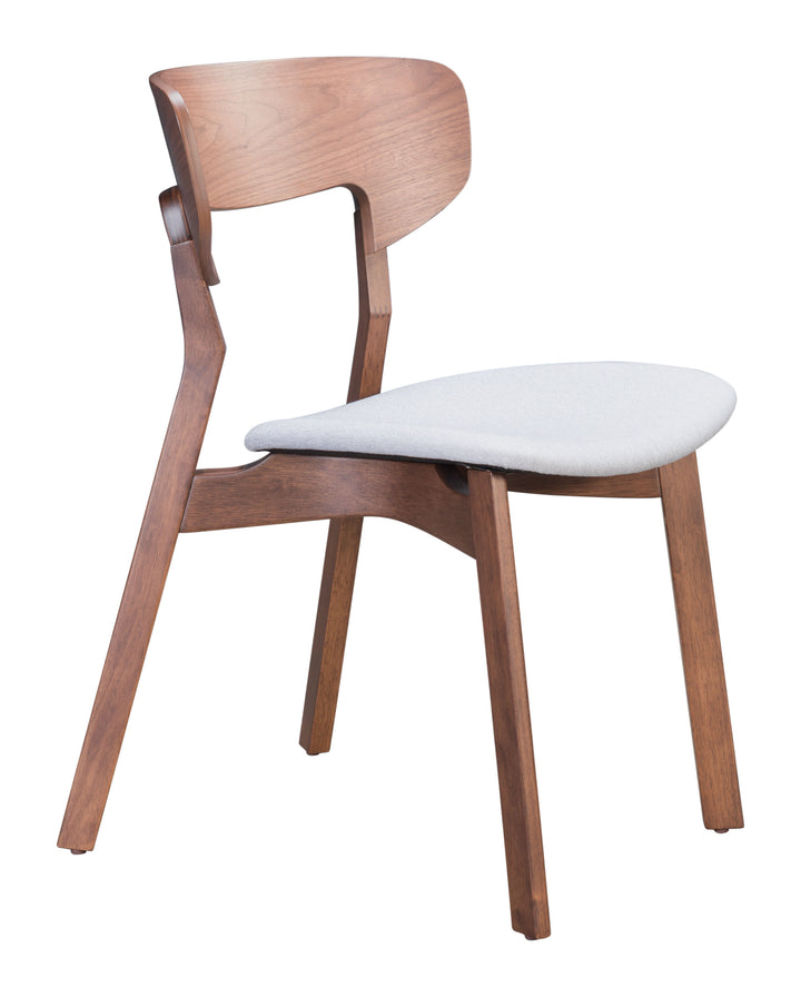 Zuo Russell Dining Chair (Set of 2) Walnut & Light Gray