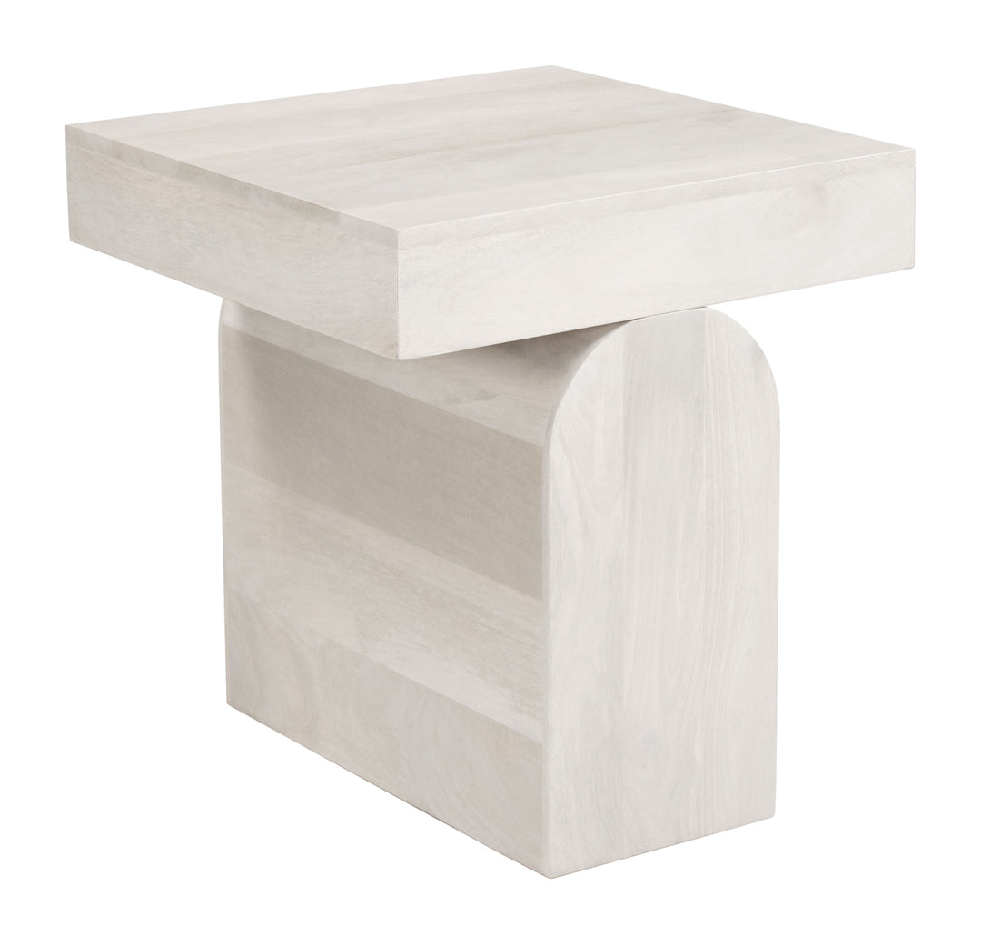 Zuo Kiel Side Table Whitewashed