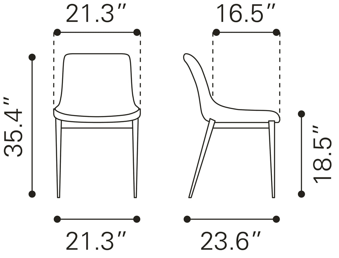 Zuo Magnus Dining Chair (Set of 2) Brown & Walnut