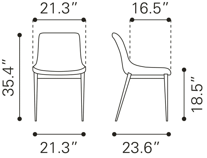 Zuo Magnus Dining Chair (Set of 2) Brown & Walnut