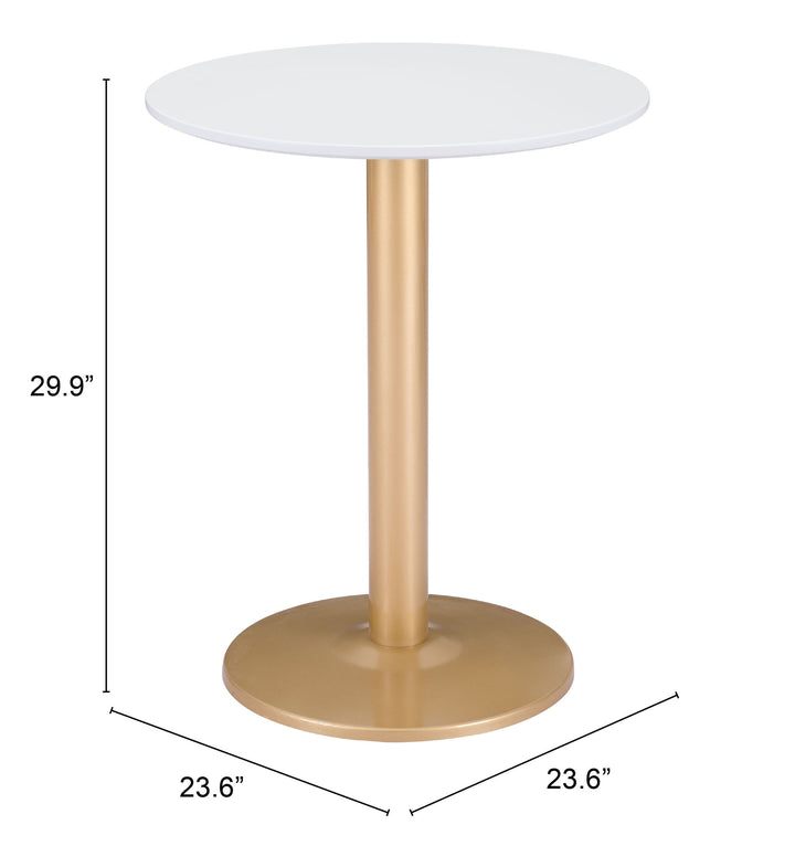 Zuo Alto Bistro Table White & Gold
