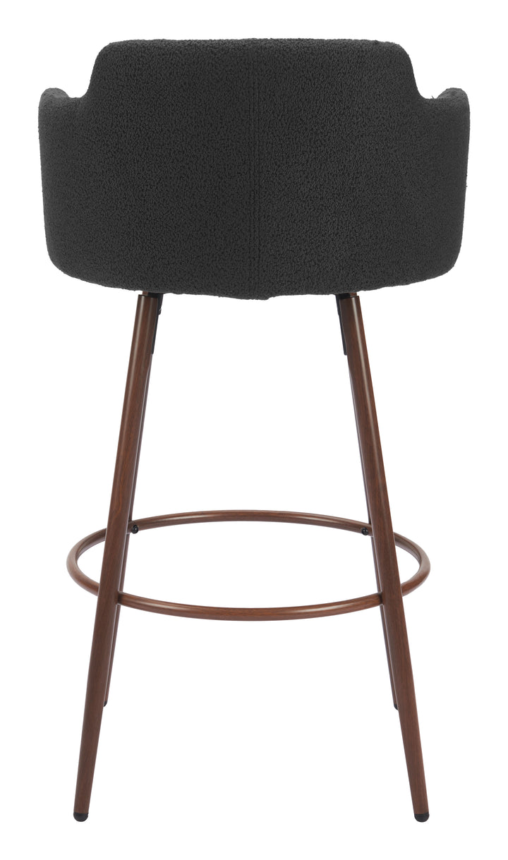 Zuo Kono Swivel Barstool (Set of 2) Black & Walnut