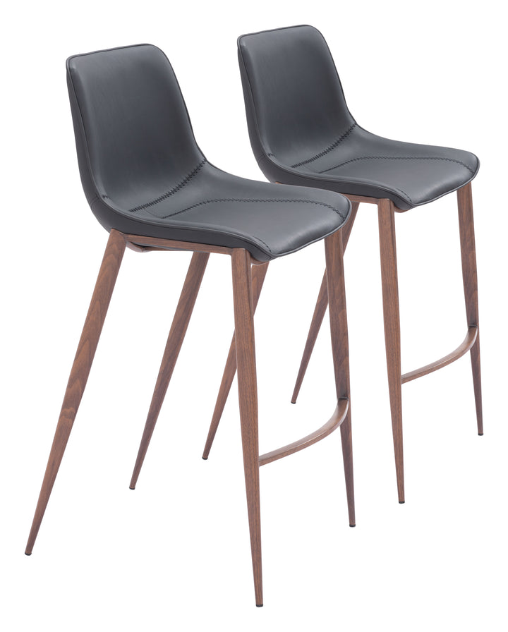 Zuo Magnus Barstool (Set of 2) Black & Walnut