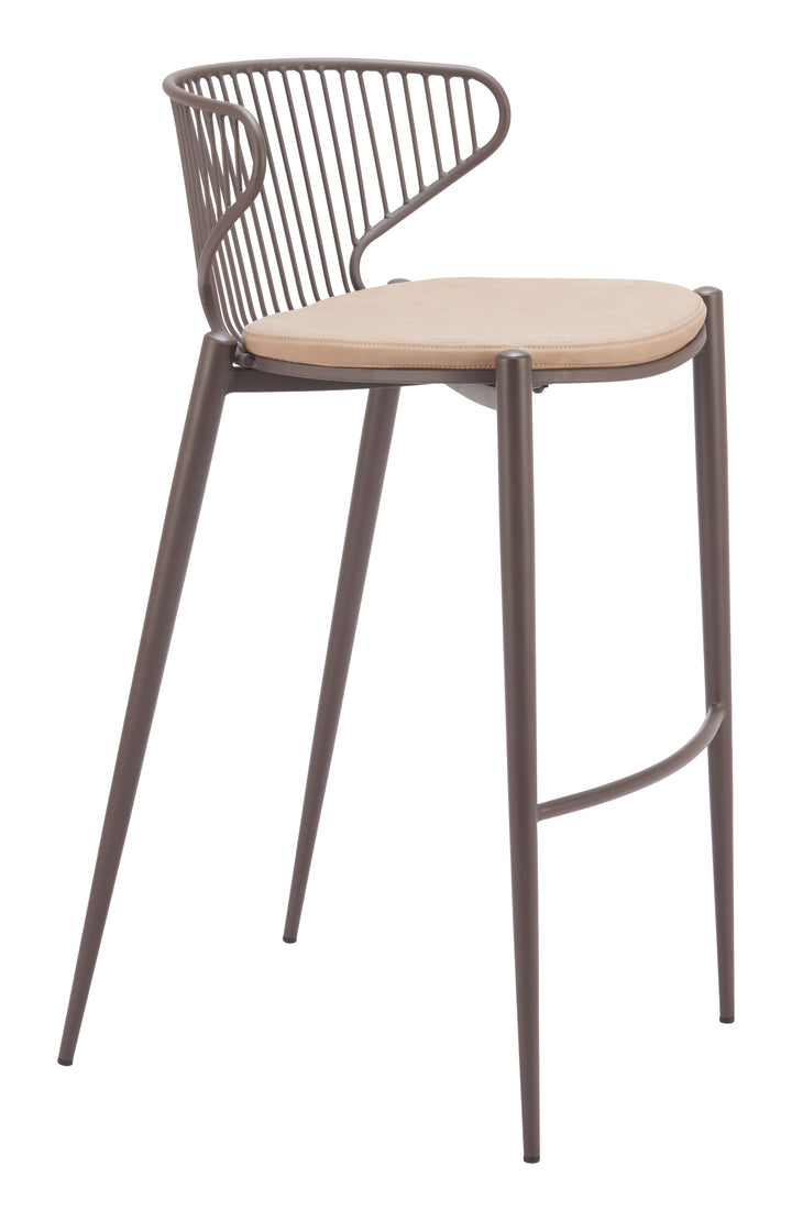 Zuo Silues Barstool (Set of 2) Taupe & Brown