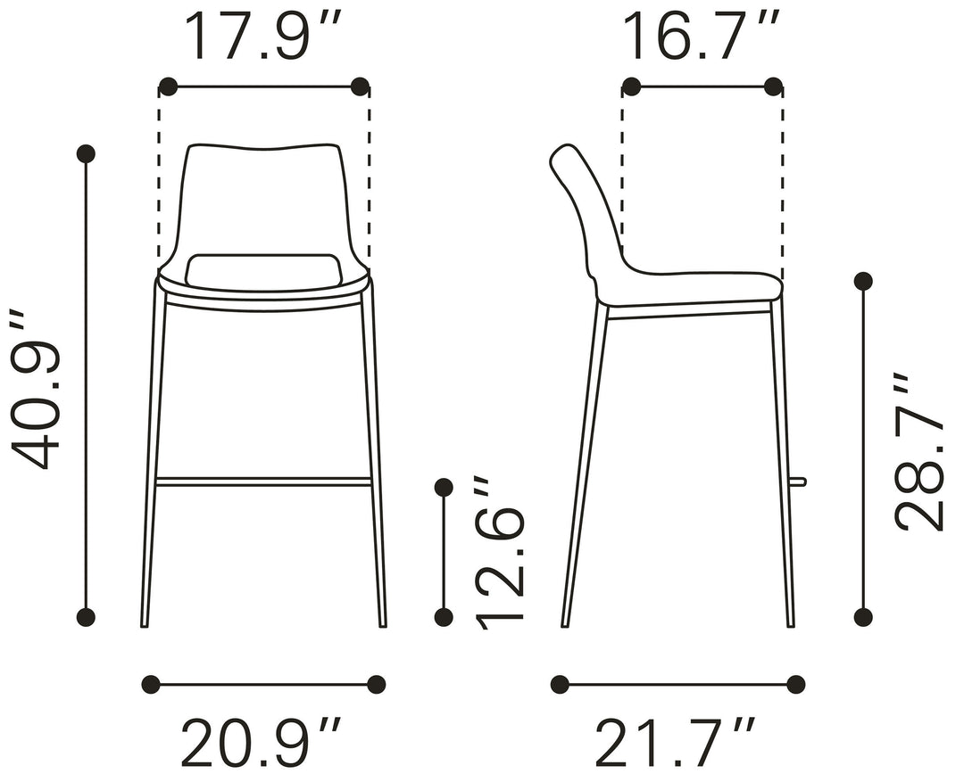 Zuo Ace Barstool (Set of 2) Brown & Walnut