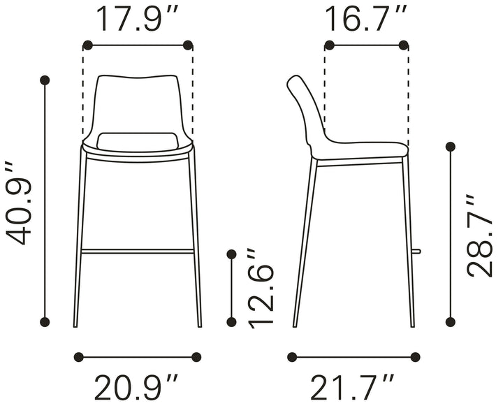 Zuo Ace Barstool (Set of 2) Brown & Walnut