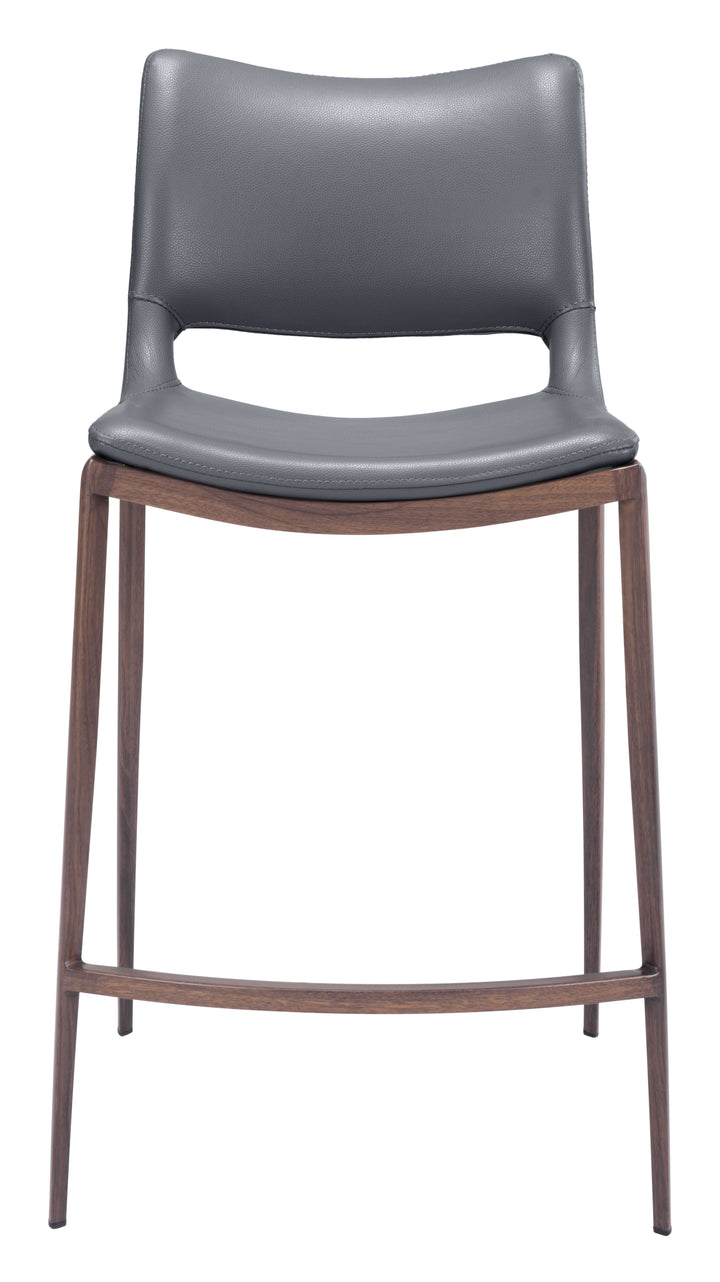 Zuo Ace Counter Stool (Set of 2) Dark Gray & Walnut