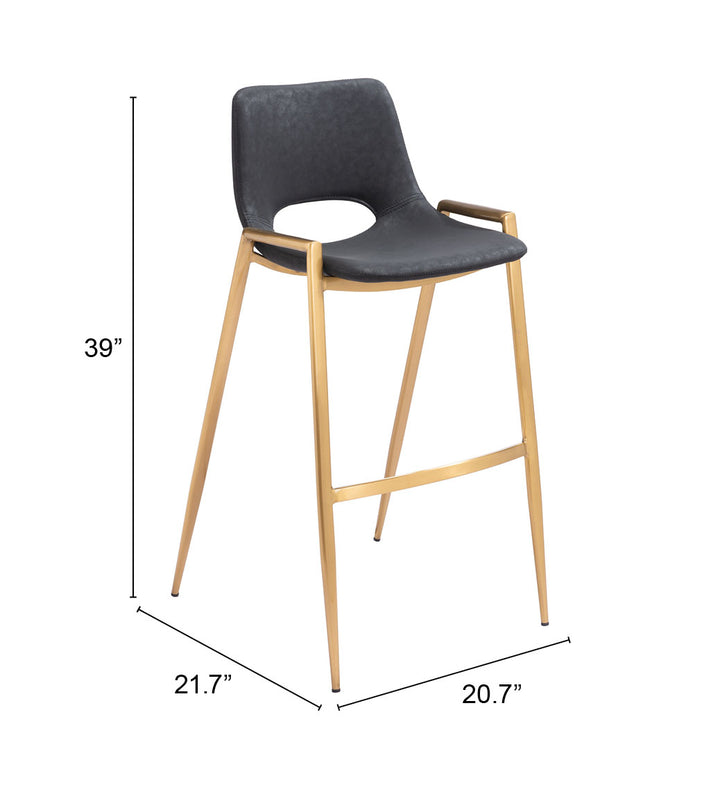 Zuo Desi Barstool (Set of 2) Black & Gold