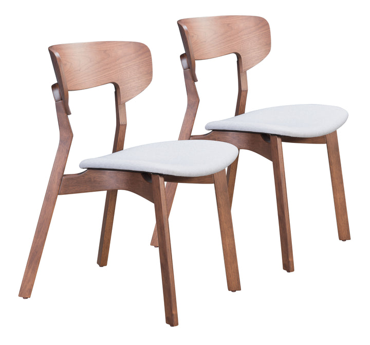 Zuo Russell Dining Chair (Set of 2) Walnut & Light Gray