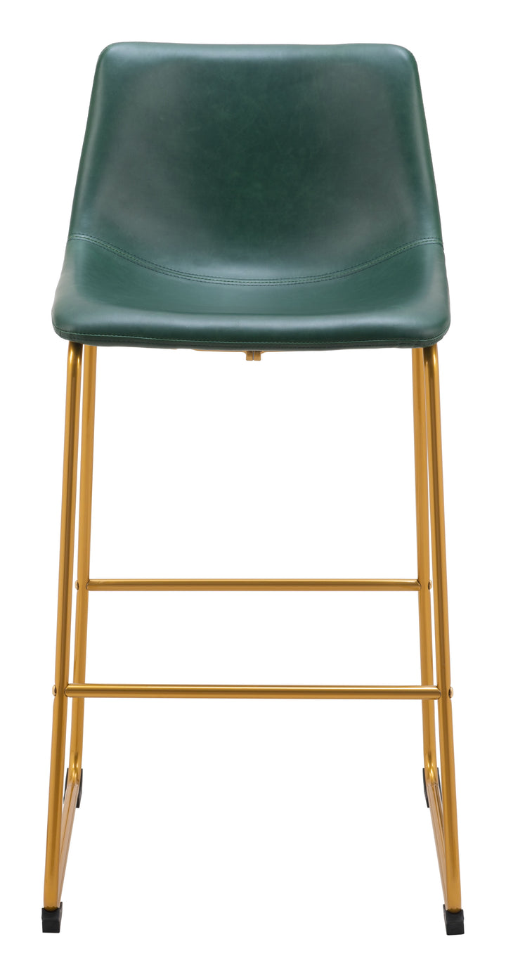 Zuo Augusta Barstool (Set of 2) Green & Gold