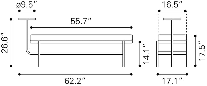 Zuo Ploce Bench Brown