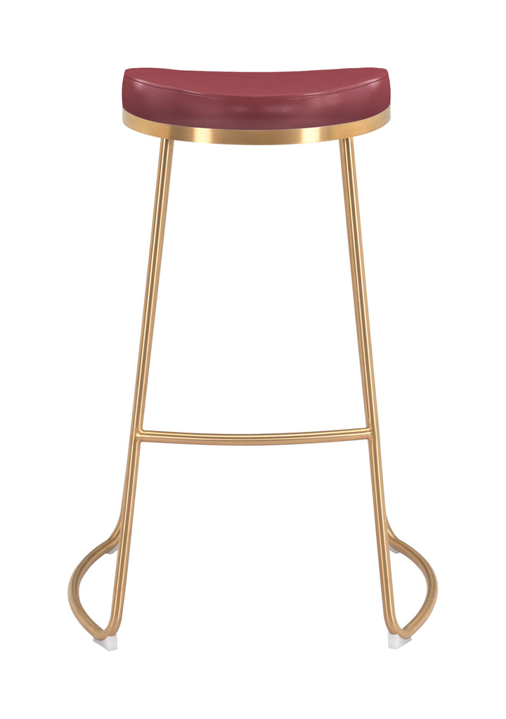 Zuo Bree Barstool (Set of 2) Burgundy & Gold
