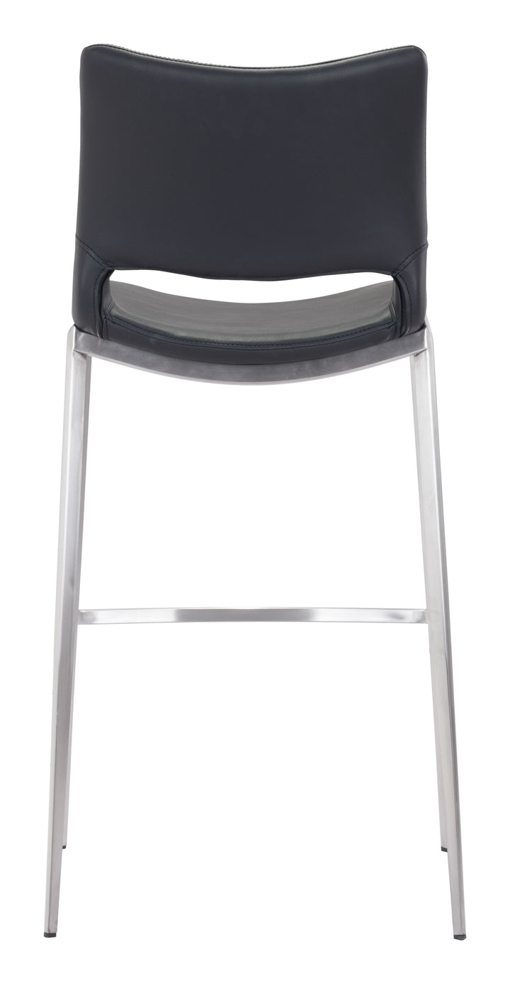 Zuo Ace Barstool (Set of 2) Black & Silver