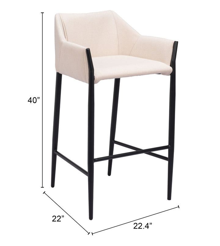 Zuo Andover Barstool Beige