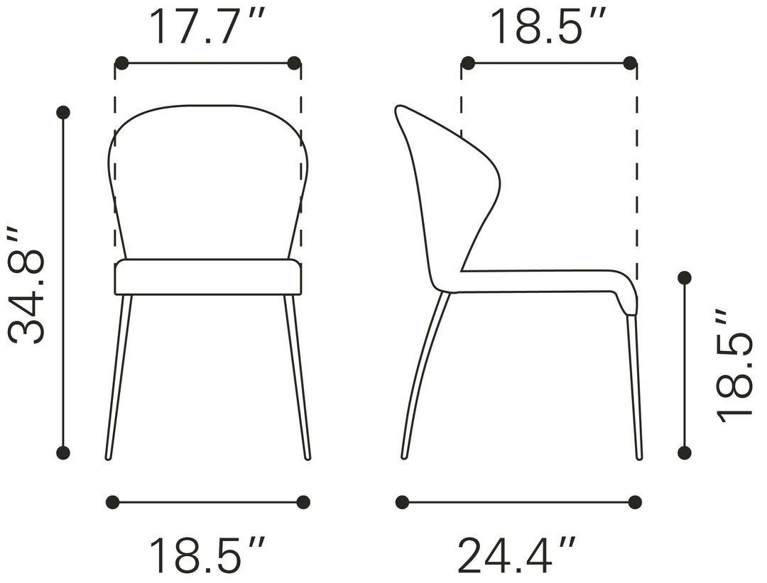 Zuo Oulu Dining Chair (Set of 4) Graphite