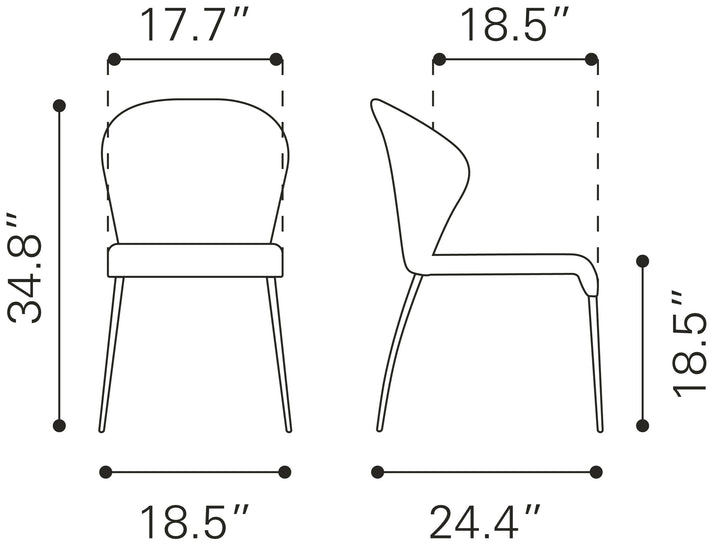 Zuo Oulu Dining Chair (Set of 4) Graphite