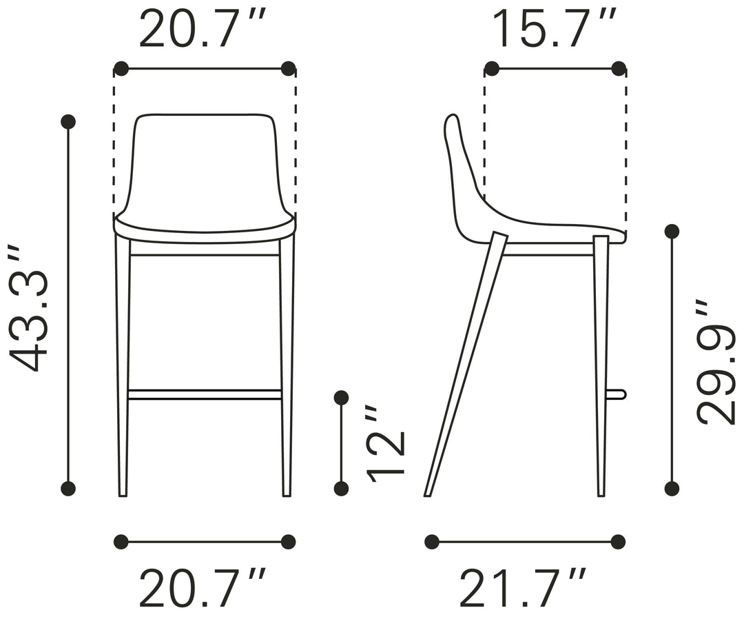 Zuo Magnus Barstool (Set of 2) Slate Gray & Walnut