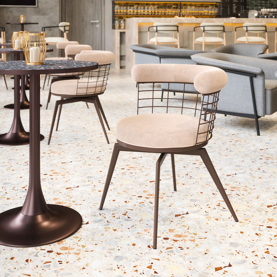Zuo Saku Swivel Dining Chair Beige & Brown