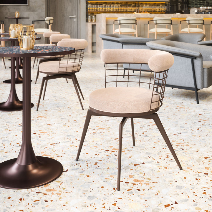 Zuo Saku Swivel Dining Chair Beige & Brown