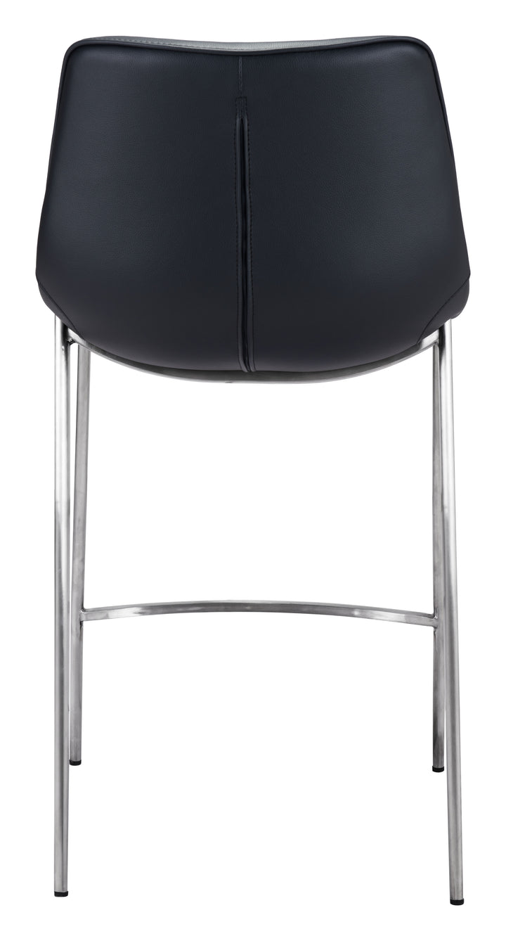 Zuo Magnus Counter Stool (Set of 2) Black & Silver
