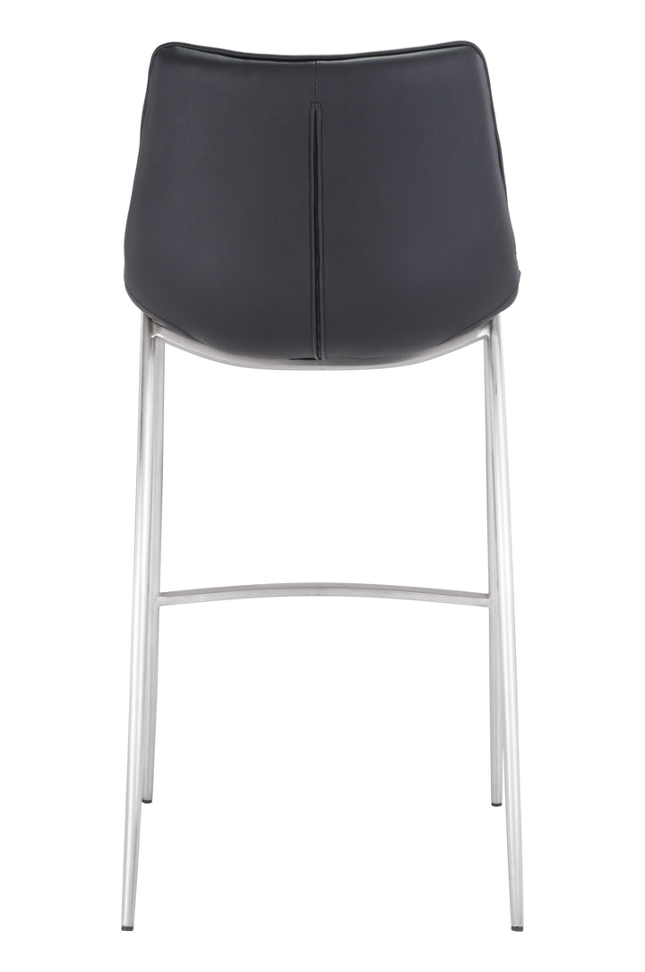 Zuo Magnus Barstool (Set of 2) Black & Silver