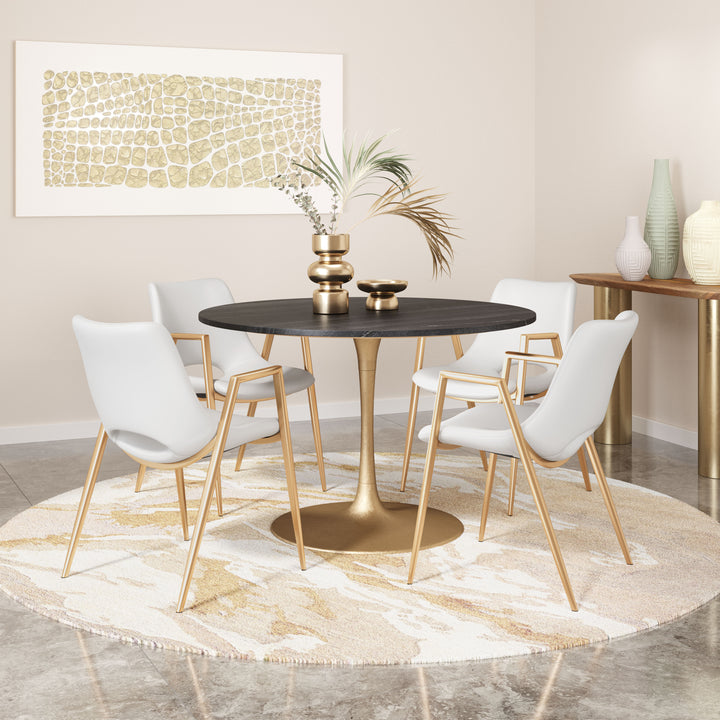 Zuo Desi Dining Chair (Set of 2) White & Gold