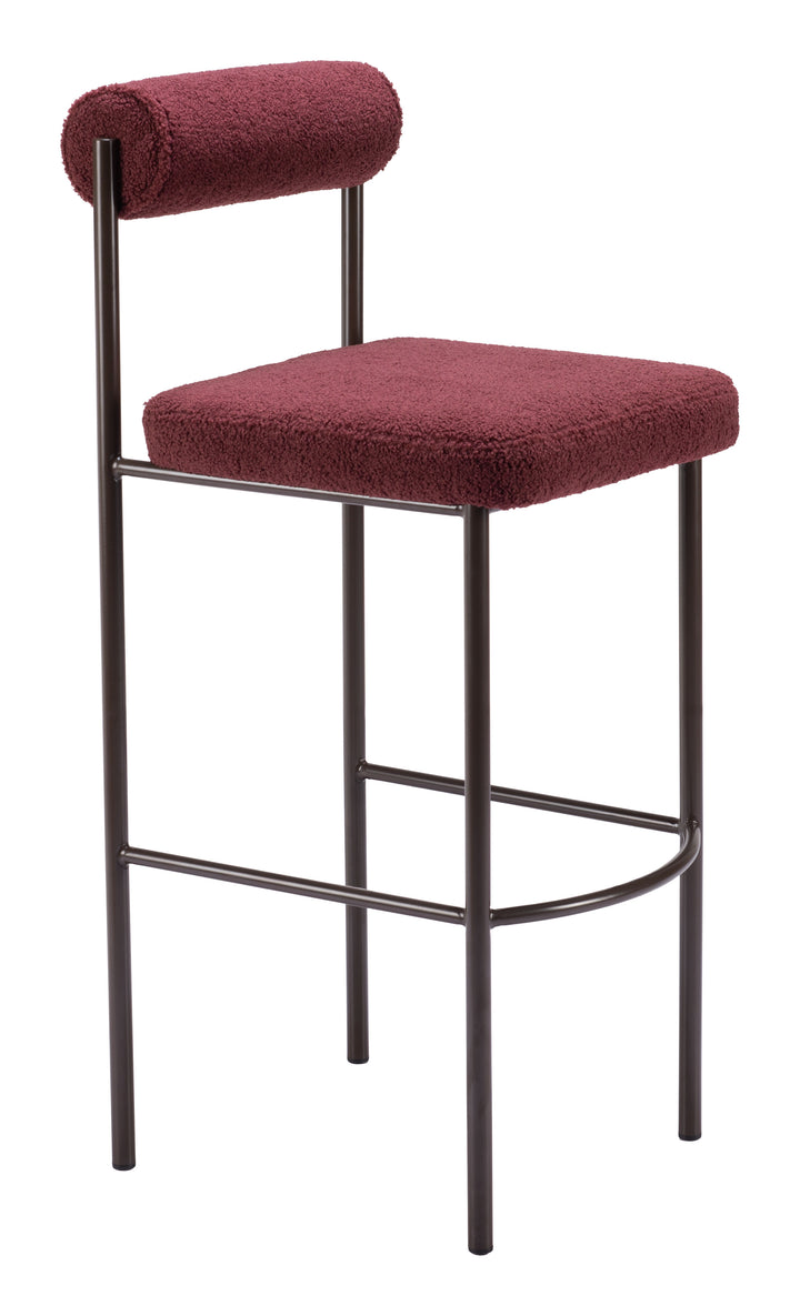 Zuo Livorno Barstool (Set of 2) Red & Bronze