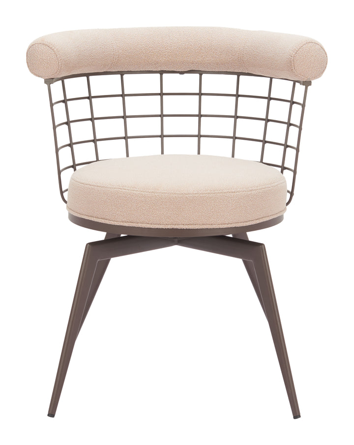 Zuo Saku Swivel Dining Chair Beige & Brown