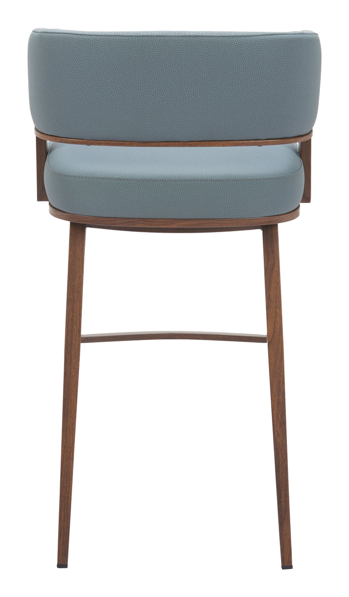 Zuo Poise Barstool Azure Gray & Walnut