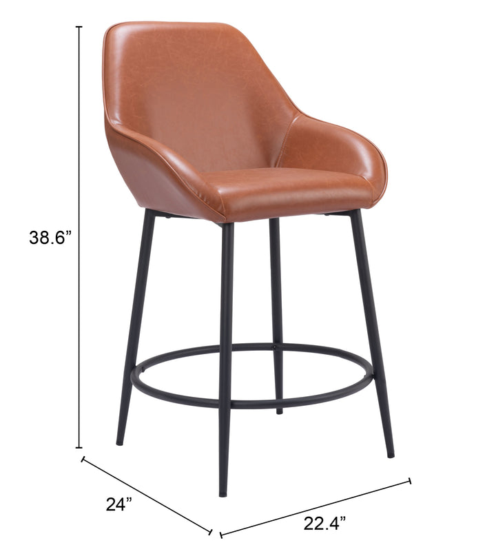 Zuo Vila Counter Stool (Set of 2) Brown