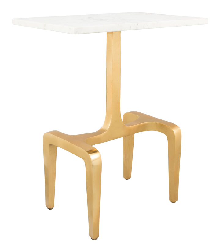 Zuo Clement Side Table White & Gold