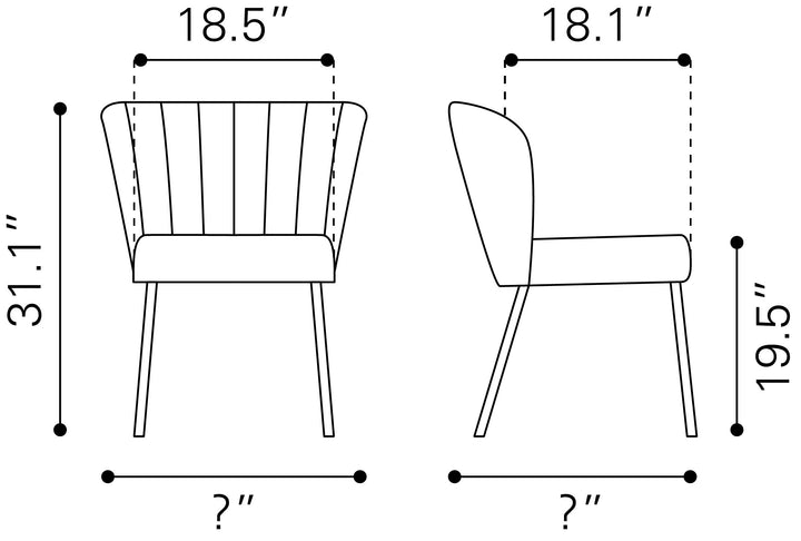 Zuo Aimee Dining Chair (Set of 2) Gray