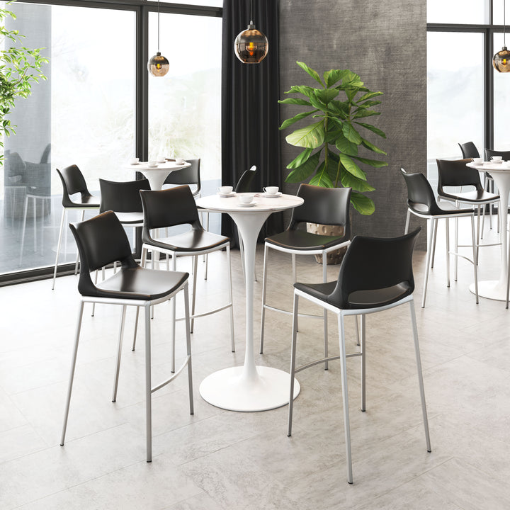 Zuo Ace Barstool (Set of 2) Black & Silver