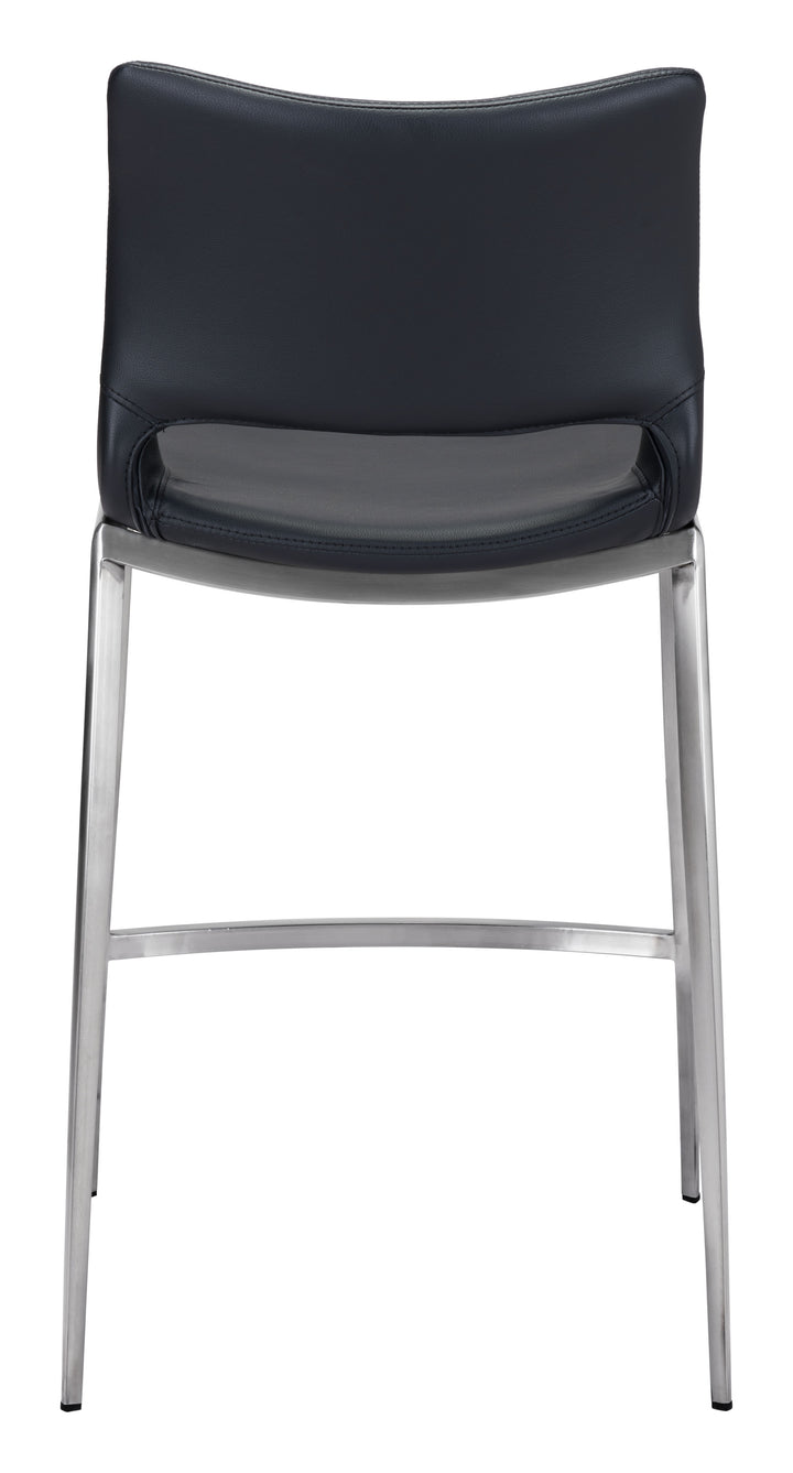 Zuo Ace Counter Stool (Set of 2) Black & Silver