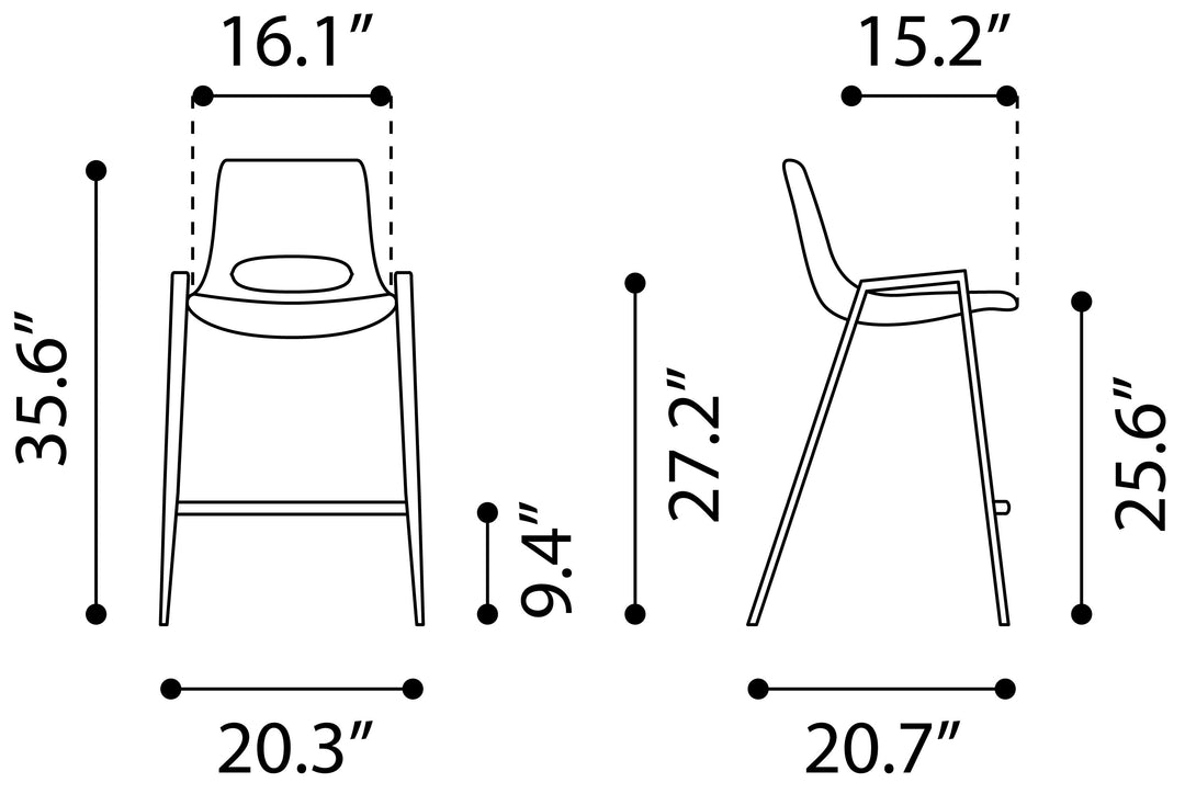Zuo Desi Counter Stool (Set of 2) Brown & Walnut