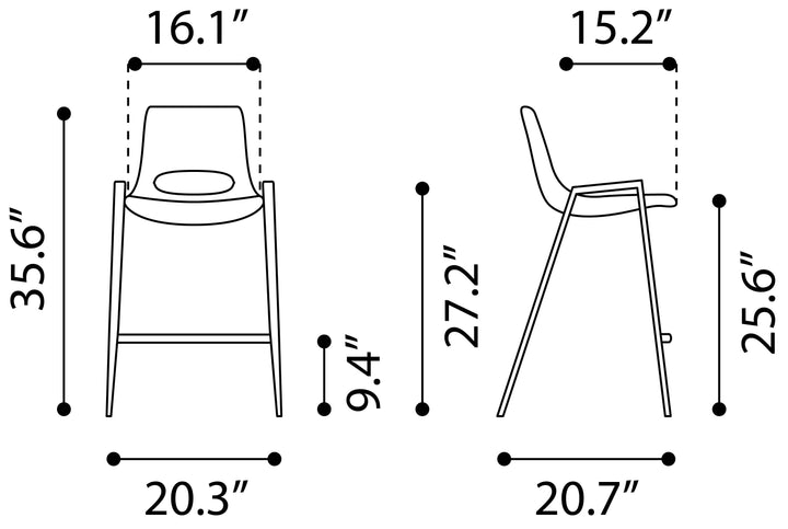 Zuo Desi Counter Stool (Set of 2) Brown & Walnut