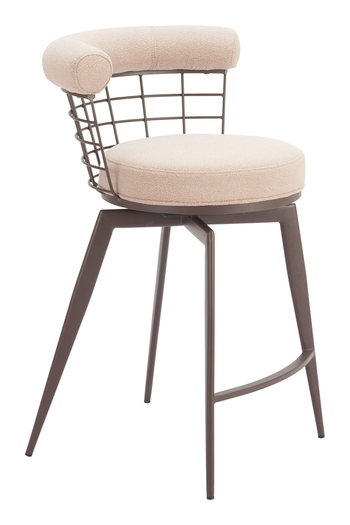 Zuo Saku Swivel Counter Stool Beige & Brown