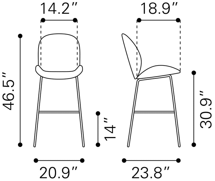 Zuo Miles Barstool Red