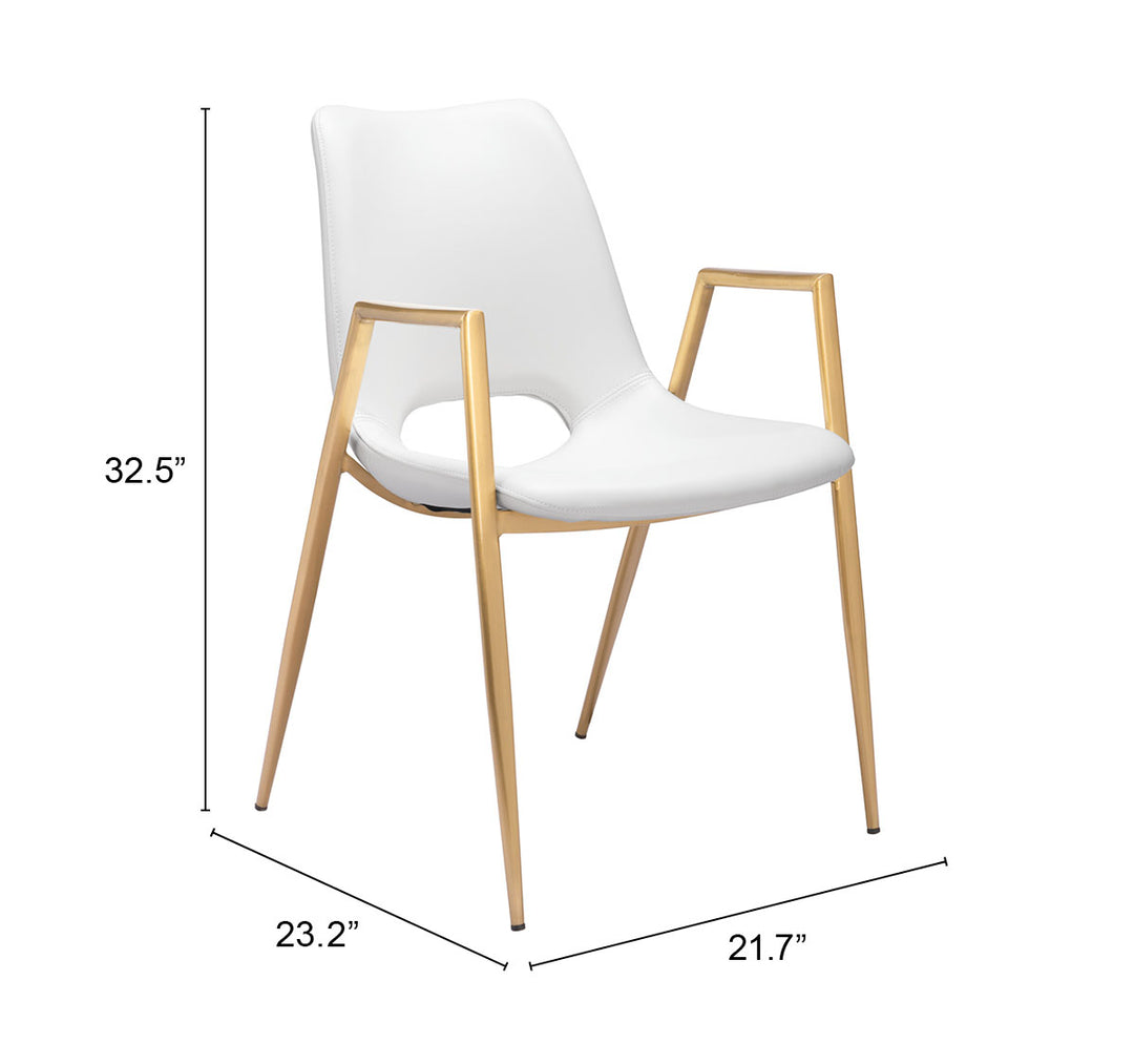 Zuo Desi Dining Chair (Set of 2) White & Gold