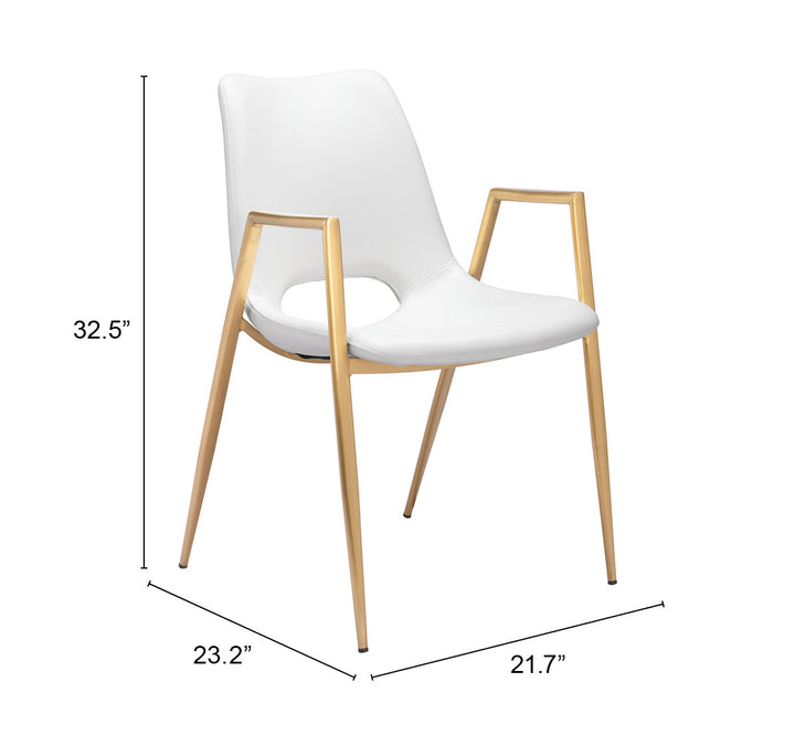 Zuo Desi Dining Chair (Set of 2) White & Gold