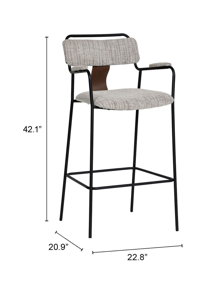Zuo Couva Barstool (Set of 2) Gray Tweed