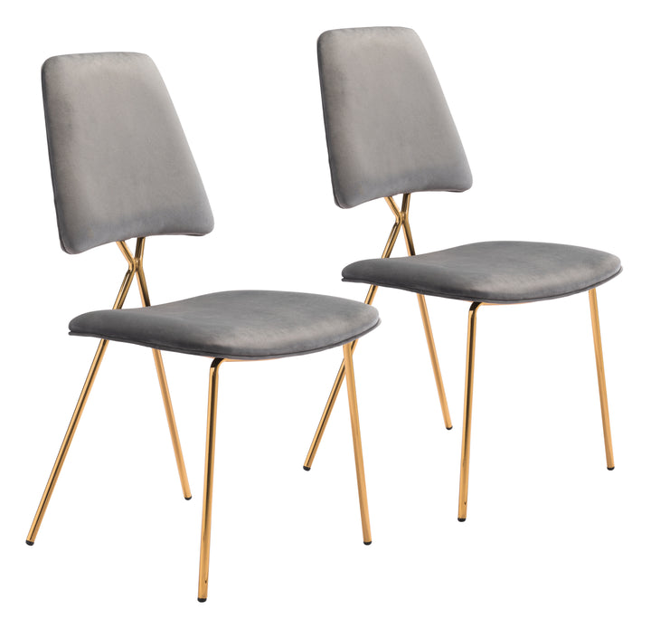 Zuo Chloe Dining Chair (Set of 2) Gray & Gold