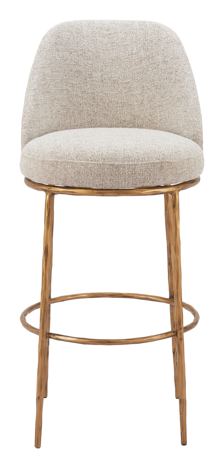 Zuo Nordhavn Swivel Barstool Beige & Gold
