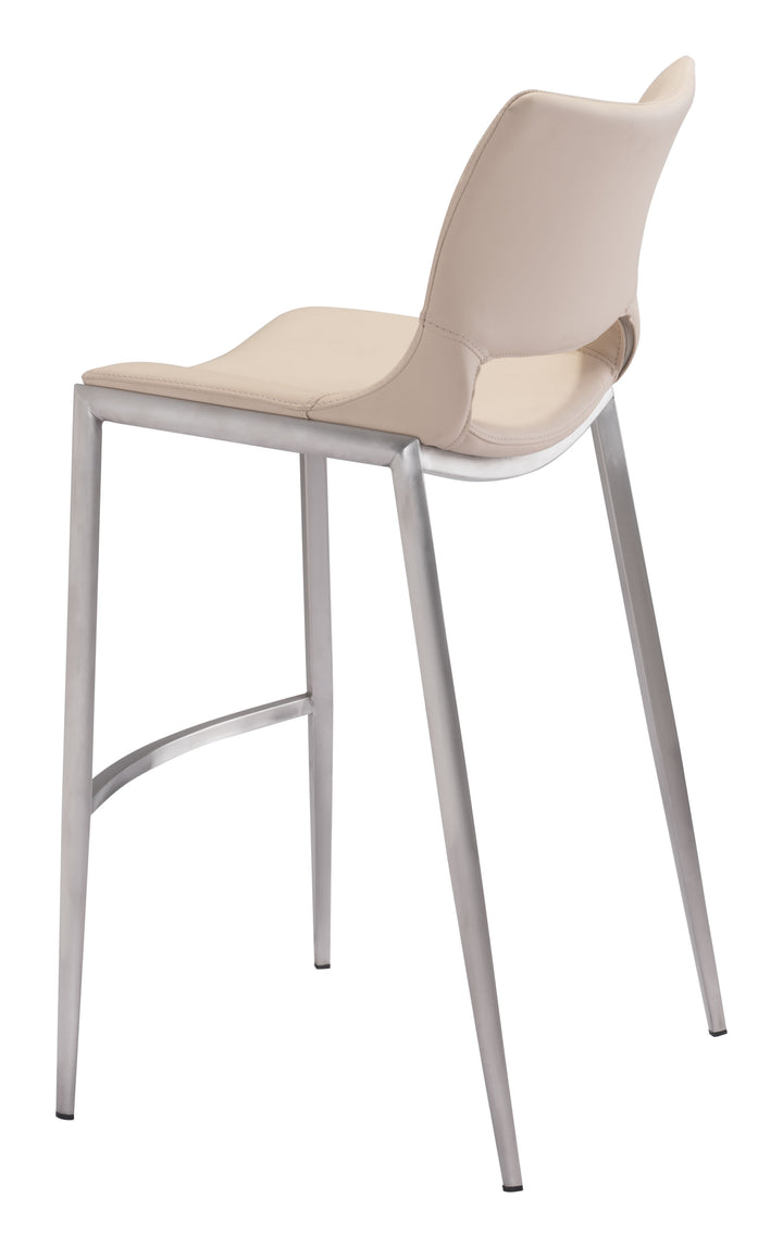Zuo Ace Barstool (Set of 2) Light Pink & Silver