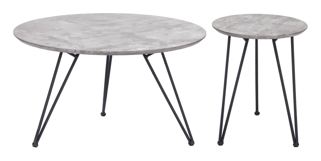 Zuo Kerris Coffee Table Set (2-Piece) Gray & Black