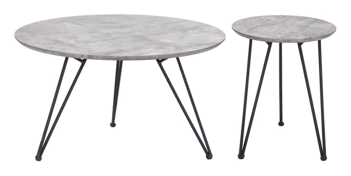 Zuo Kerris Coffee Table Set (2-Piece) Gray & Black