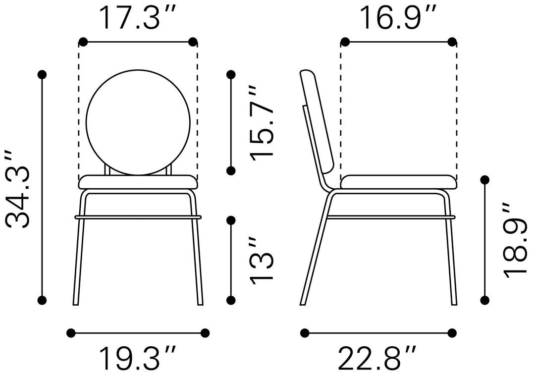 Zuo Odessa Dining Chair (Set of 2) Green & Gold