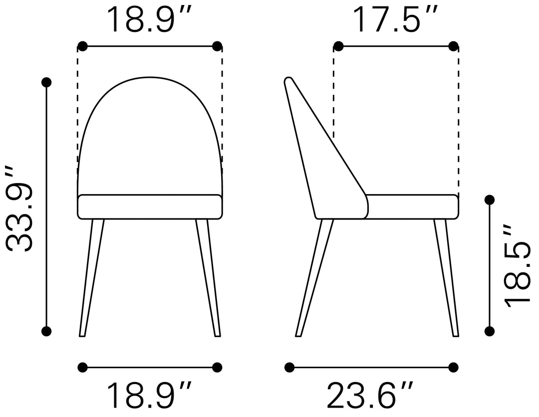 Zuo Silloth Armless Dining Chair (Set of 2) Brown