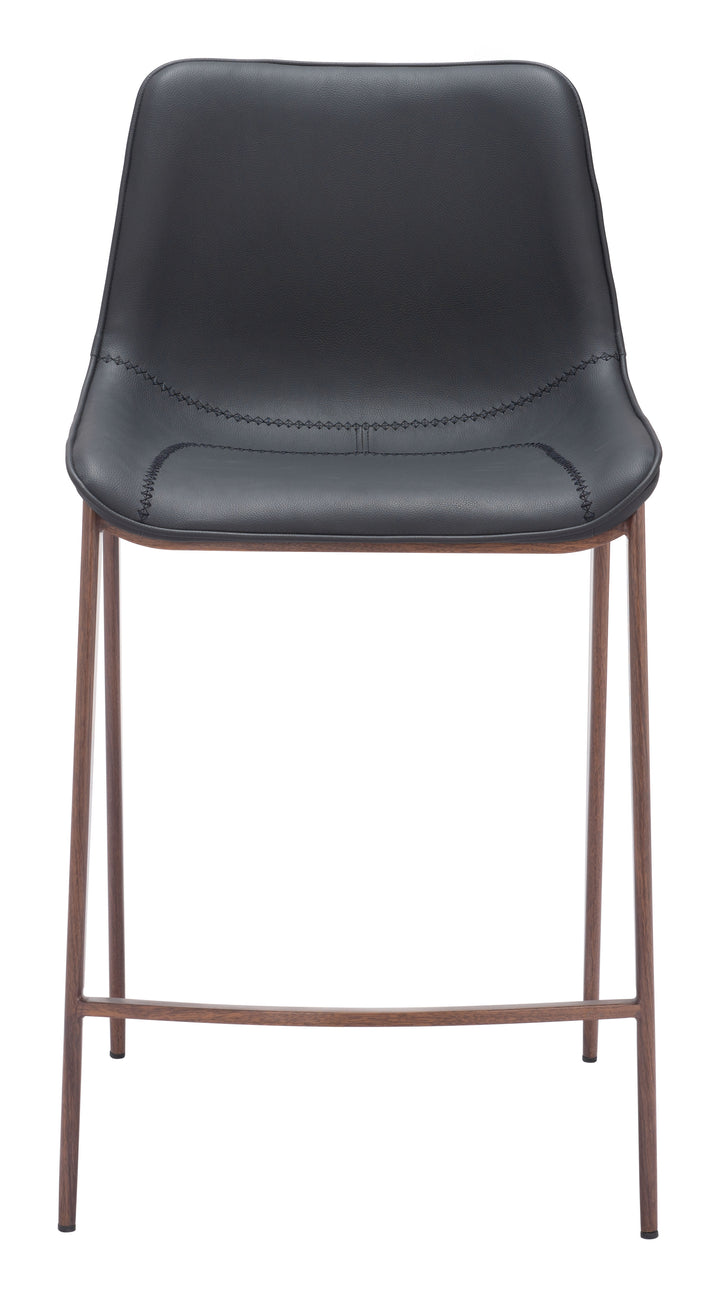 Zuo Magnus Counter Stool (Set of 2) Black & Walnut