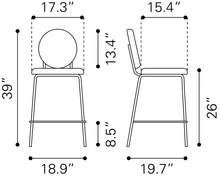 Zuo Odessa Counter Stool (Set of 2) Green & Gold